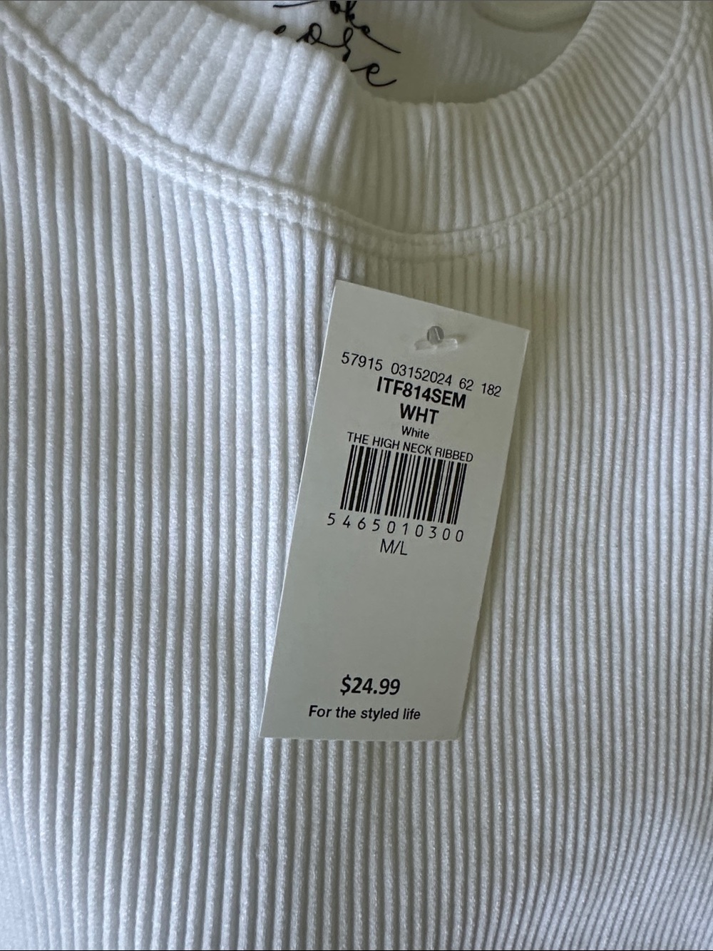 Buckle White Ribbed Tank Top - Picture 3 of 3